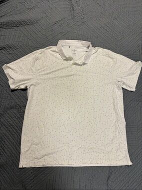 Under Armour White Polo with Micro Palm Tree Print Size 2xl